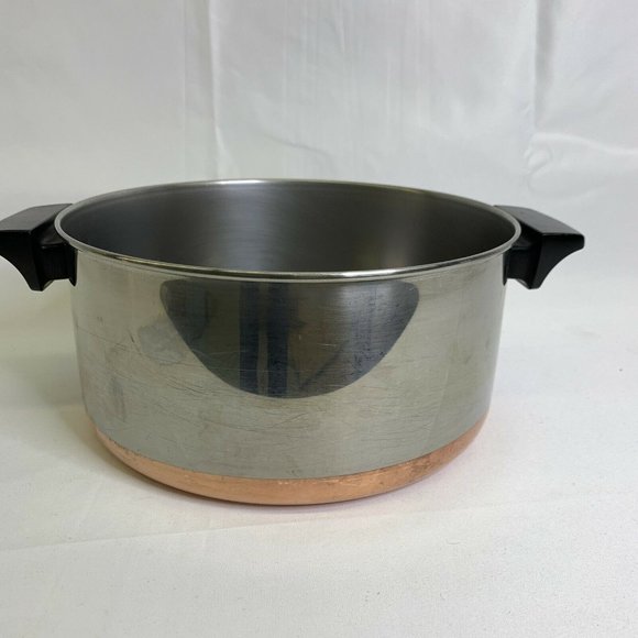 Vtg Revere Ware 1801 Copper Bottom 4QT Quart Stock - Picture 5 of 6
